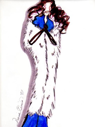 Drawing titled "Blue Luxury" by Diana Rivera, Original Artwork, Other