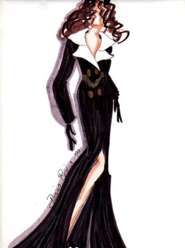 Drawing titled "Velvet Glamour" by Diana Rivera, Original Artwork, Other