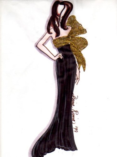 Drawing titled "Golden Elegance" by Diana Rivera, Original Artwork, Other