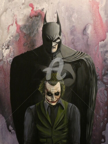 「BATMAN vs JOKER」というタイトルの絵画 Dianaskova Artによって, オリジナルのアートワーク, アクリル