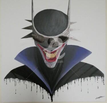 Painting titled "Batman who laughs" by Dianaskova Art, Original Artwork, Acrylic Mounted on Wood Stretcher frame