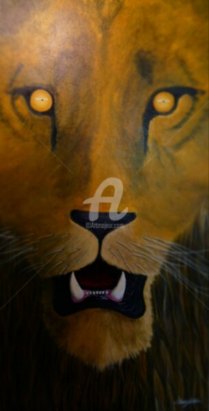 Painting titled "LION" by Dianaskova Art, Original Artwork, Acrylic