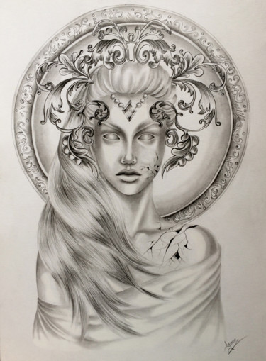 Drawing titled "Shattered" by Diana Toma, Original Artwork, Graphite