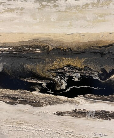 Malarstwo zatytułowany „Repos” autorstwa Diane Breton, Oryginalna praca, Malarstwo witrażowe Zamontowany na Drewniana rama n…