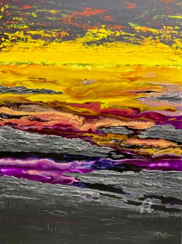 Картина под названием "Big purple" - Diane Breton, Подлинное произведение искусства, Акрил Установлен на Деревянная рама для…