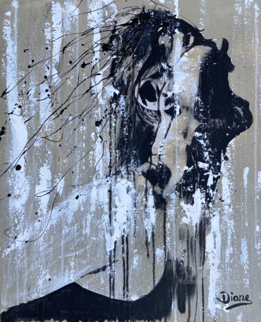 Pintura intitulada "Le cri" por Diane Breton, Obras de arte originais, Colagens Montado em Armação em madeira
