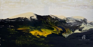 Painting titled "Vallée jaune" by Diane Breton, Original Artwork, Acrylic Mounted on Wood Stretcher frame