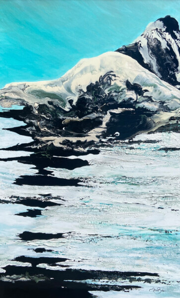 Painting titled "Le glacier de vallée" by Diane Breton, Original Artwork, Acrylic Mounted on Wood Stretcher frame