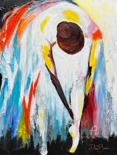 Painting titled "La danseuse se prép…" by Diane Breton, Original Artwork, Acrylic Mounted on Wood Stretcher frame