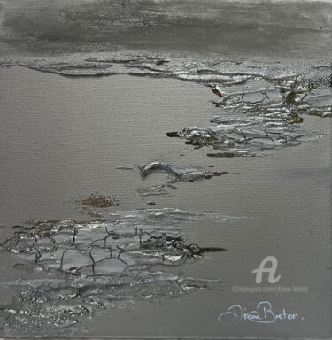 Painting titled "Plage noire" by Diane Breton, Original Artwork, Acrylic Mounted on Wood Stretcher frame