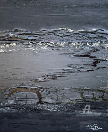 Painting titled "Océan obscur" by Diane Breton, Original Artwork, Acrylic Mounted on Wood Stretcher frame