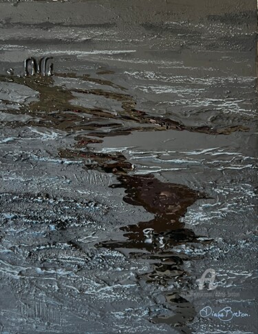 Malerei mit dem Titel "Balade de nuit" von Diane Breton, Original-Kunstwerk, Acryl Auf Keilrahmen aus Holz montiert