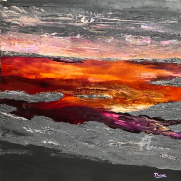 Peinture intitulée "Coucher de soleil" par Diane Breton, Œuvre d'art originale, Acrylique