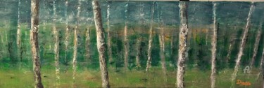 Painting titled "Forêt de bouleaux" by Diane Breton, Original Artwork