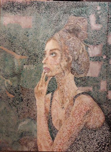 Peinture intitulée "Dame regardant au l…" par Diane Busso, Œuvre d'art originale, Acrylique