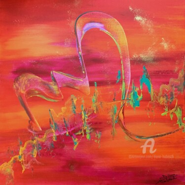 Painting titled "95.Rencontrer - Êtr…" by Diane Hubesch, Original Artwork, Acrylic Mounted on Wood Stretcher frame