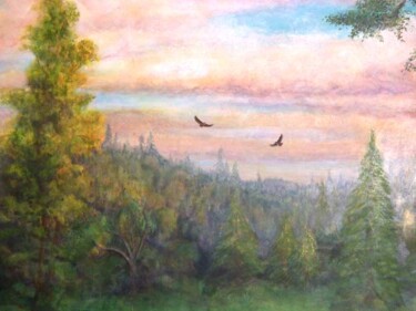Schilderij getiteld "Red Tail Hawks over…" door Diane Lauer-Harrison, Origineel Kunstwerk