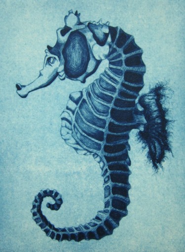 Prenten & gravures getiteld "Hippocampe" door Diane Latrille, Origineel Kunstwerk, Gravure