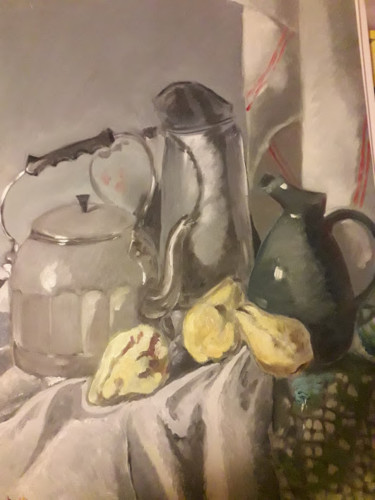 Painting titled "Nature morte à la b…" by Diane Medus, Original Artwork, Oil