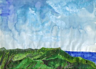Peinture intitulée "Vue du Mont macaron…" par Diane Medus, Œuvre d'art originale, Aquarelle