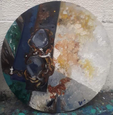 Peinture intitulée "Morceau de quai vén…" par Diane Medus, Œuvre d'art originale, Huile Monté sur Carton