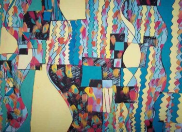 Painting titled "Architectures" by Diane Medus, Original Artwork, Acrylic