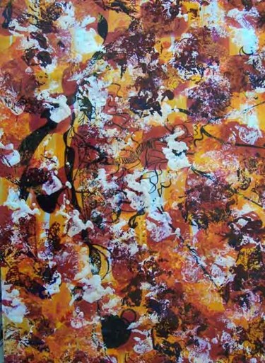 Painting titled "Coquillage orange" by Diane Medus, Original Artwork, Acrylic