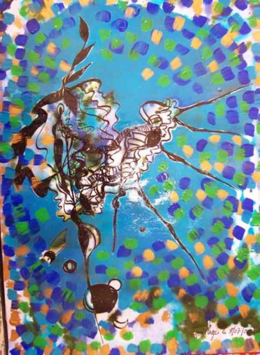 Peinture intitulée "Coquillage turquoise" par Diane Medus, Œuvre d'art originale, Acrylique