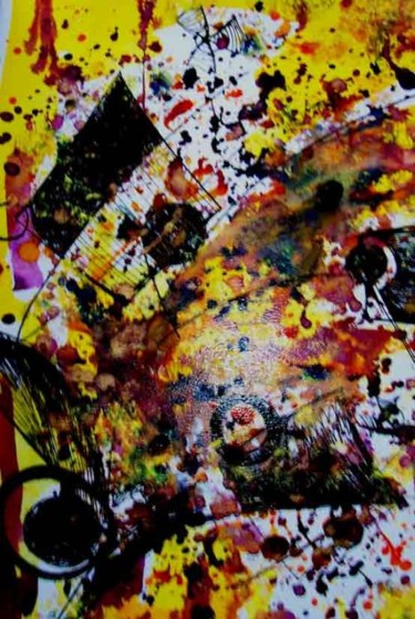Painting titled "Explosions sur fond…" by Diane Medus, Original Artwork, Acrylic