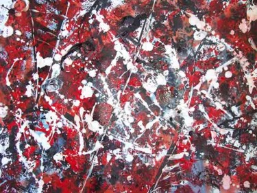 Peinture intitulée "Arbre de vie rouge…" par Diane Medus, Œuvre d'art originale, Encre