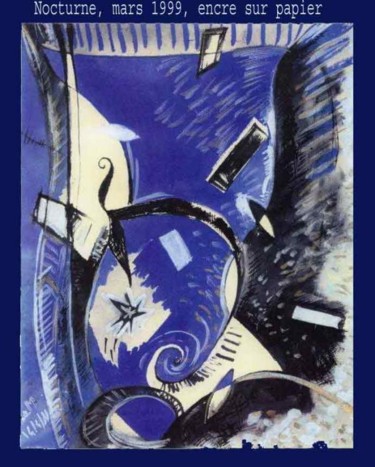 Peinture intitulée "Nocturne bleu" par Diane Medus, Œuvre d'art originale, Huile