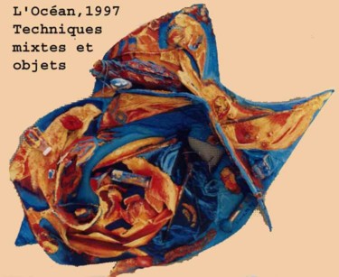 Sculpture titled "Océan" by Diane Medus, Original Artwork, Oil