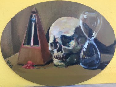 Malerei mit dem Titel "Vanité au métronome" von Diane Medus, Original-Kunstwerk, Öl