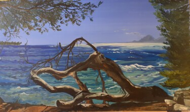 Картина под названием "L'arbre tombé" - Diane Medus, Подлинное произведение искусства, Масло