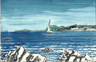 Peinture intitulée "Au Cap de Nice" par Diane Medus, Œuvre d'art originale, Aquarelle