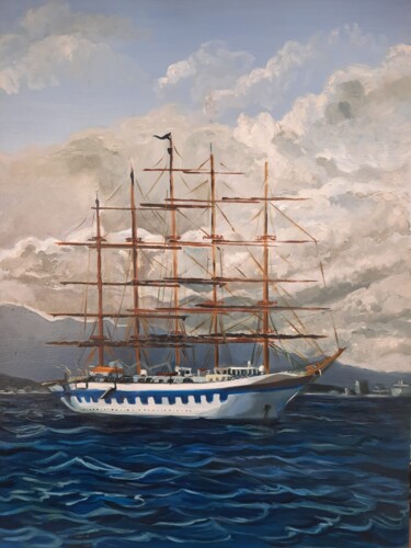Painting titled "Le Royal Clipper" by Diane Medus, Original Artwork, Oil