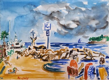 Pintura titulada "A la Baie des Fourm…" por Diane Medus, Obra de arte original, Acuarela