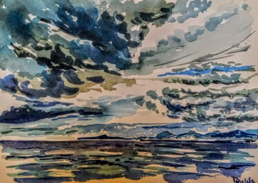 Schilderij getiteld "Etude de nuages, Ni…" door Diane Medus, Origineel Kunstwerk, Aquarel