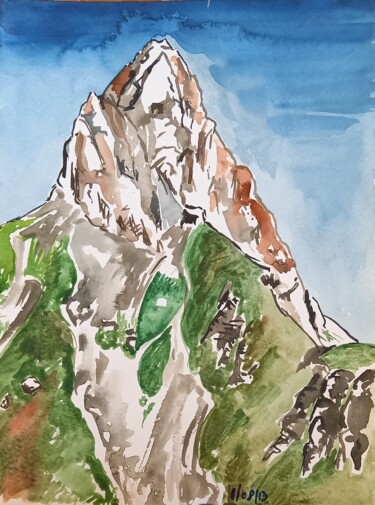 Painting titled "La pointe des Cerce…" by Diane Medus, Original Artwork, Watercolor