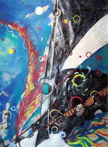 Картина под названием "Le navire Europe, I…" - Diane Medus, Подлинное произведение искусства, Чернила