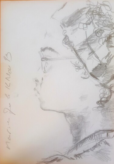Dessin intitulée "Marie-Jo de profil…" par Diane Medus, Œuvre d'art originale, Crayon