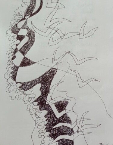 Drawing titled "Oiseaux, juin 2022" by Diane Medus, Original Artwork, Ballpoint pen