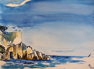 Painting titled "Roba Capeu vu de la…" by Diane Medus, Original Artwork, Watercolor