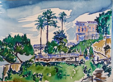 Painting titled "Villa à Roquebrune,…" by Diane Medus, Original Artwork, Watercolor