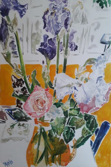 Peinture intitulée "Les fleurs de colet…" par Diane Medus, Œuvre d'art originale, Aquarelle