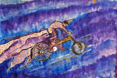 Peinture intitulée "Mordoré sur son vél…" par Diane Medus, Œuvre d'art originale, Huile
