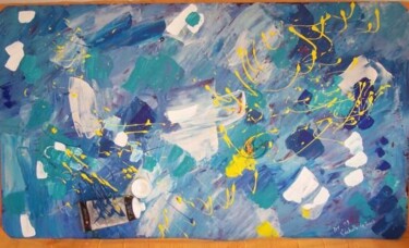 Malerei mit dem Titel "Bleu, L'échelle de…" von Diane Medus, Original-Kunstwerk, Acryl
