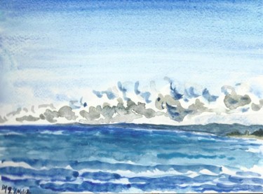 Malerei mit dem Titel "Ciel nuageux à Nice…" von Diane Medus, Original-Kunstwerk, Aquarell