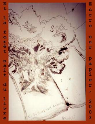 Rysunek zatytułowany „Et la forêt naît du…” autorstwa Diane Medus, Oryginalna praca, Atrament