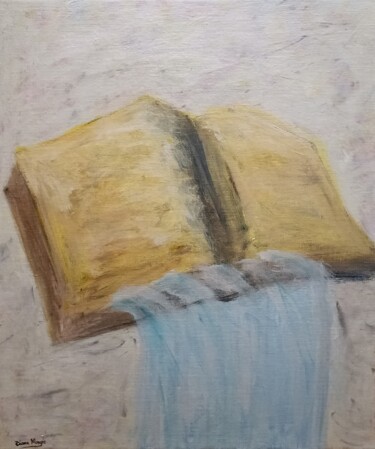 Pintura titulada "La bible et L'eau" por Diane Mongis (YeshouArt), Obra de arte original, Acrílico Montado en Bastidor de ca…
